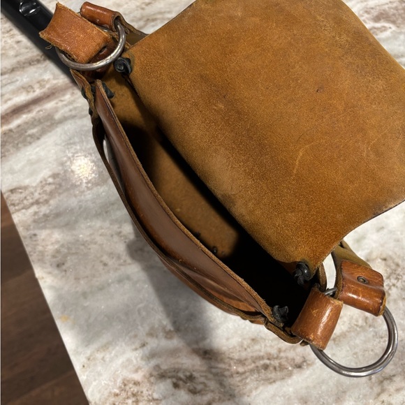 Vintage Hand-Tooled Leather Crossbody Bag | Brown Boho Saddle Purse - Picture 9 of 9
